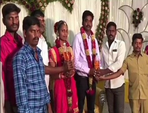 Friends present petrol to couple as wedding gift