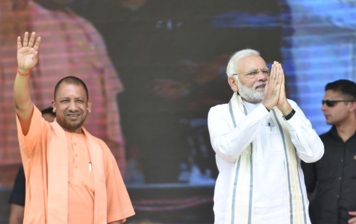 Uttar Pradesh Chief Minister Yogi Adityanath with Prime Minister Narendra Modi