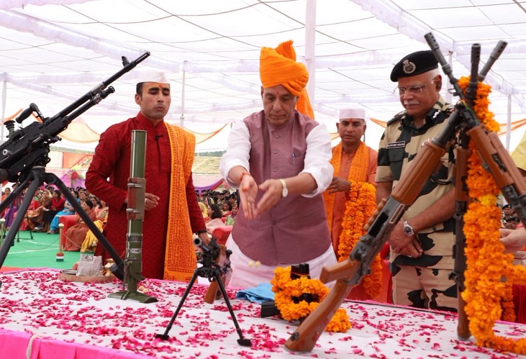 Union Home Minister Rajnath Singh performed 'Shastra Puja' at Border Security Force