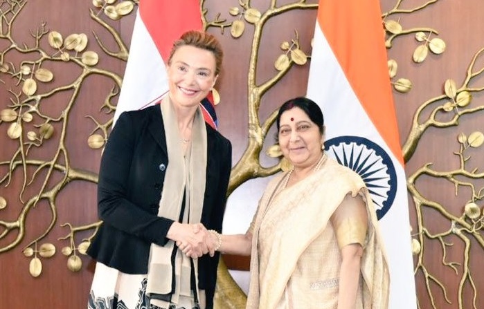 Sushma Swaraj with Croatian Marija Pejcinovic Buric