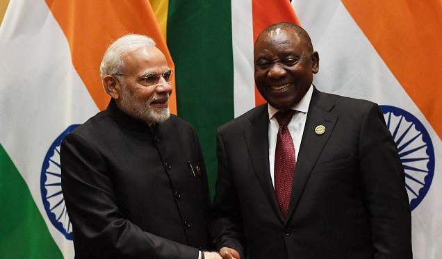 South African President Cyril Ramaphosa with PM Narendra Modi