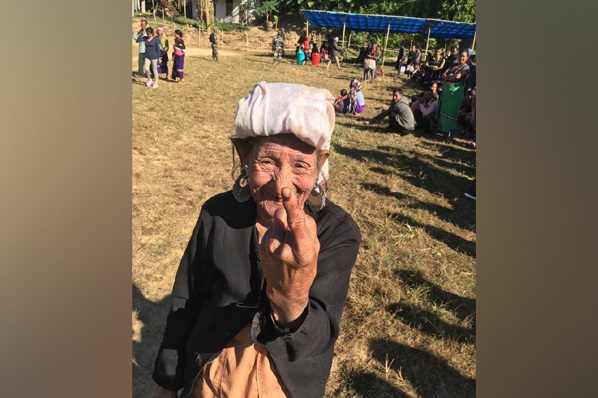 Bru community oldest woman after casting vote