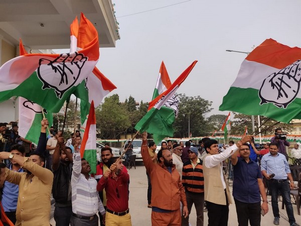 Congress party worker celebrating their victory