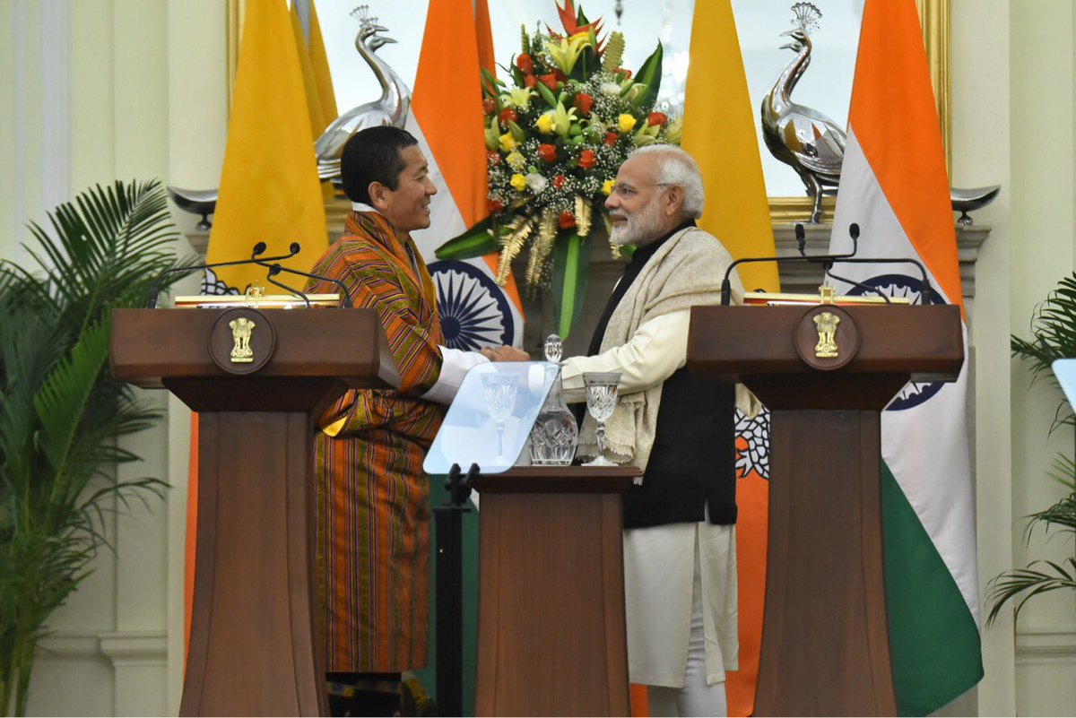 Prime Minister Narendra Modi and Bhutanese counterpart Lotay Tsherin