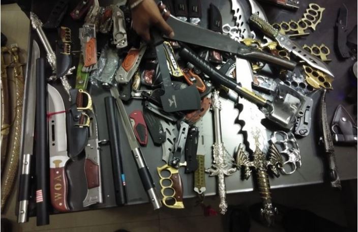 Weapons seized from BJP worker Dhananjay Kulkarni's shop