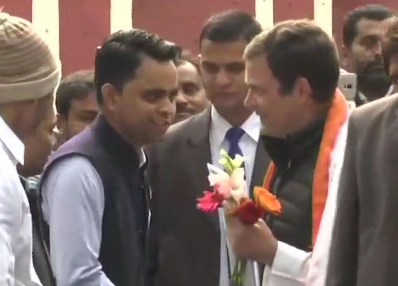 Congress President Rahul Gandhi at Lucknow Airport