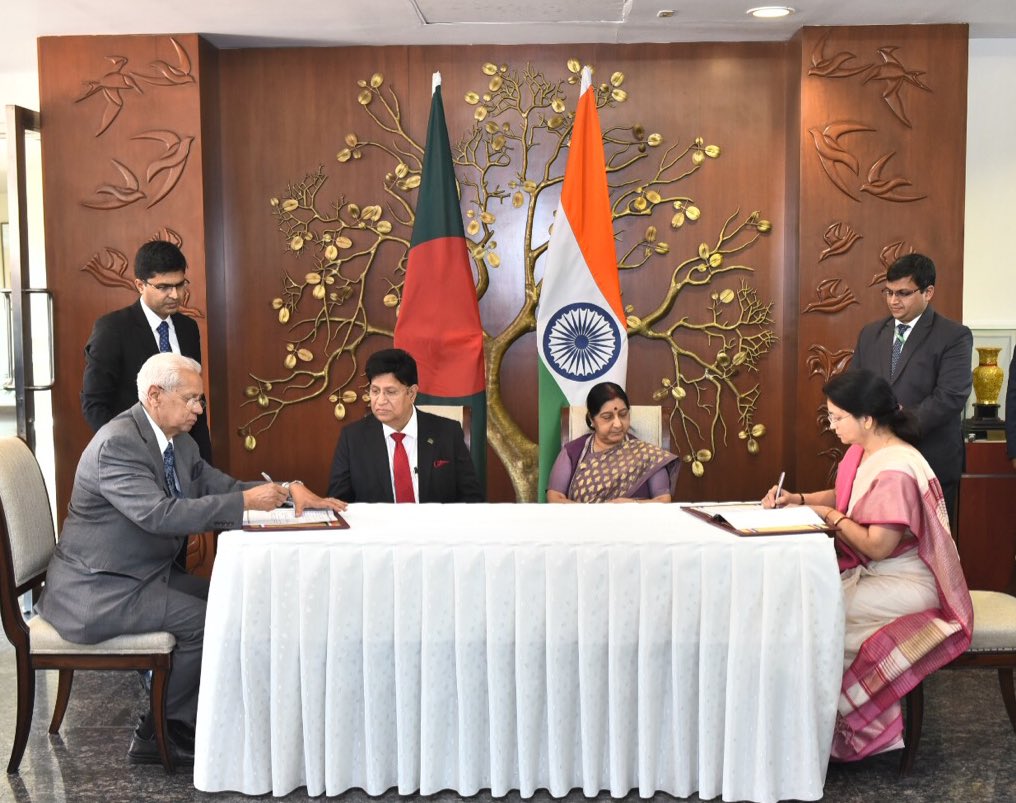 External Affairs Minister (EAM) Sushma Swaraj and her Bangladeshi counterpart AK Abdul Momen