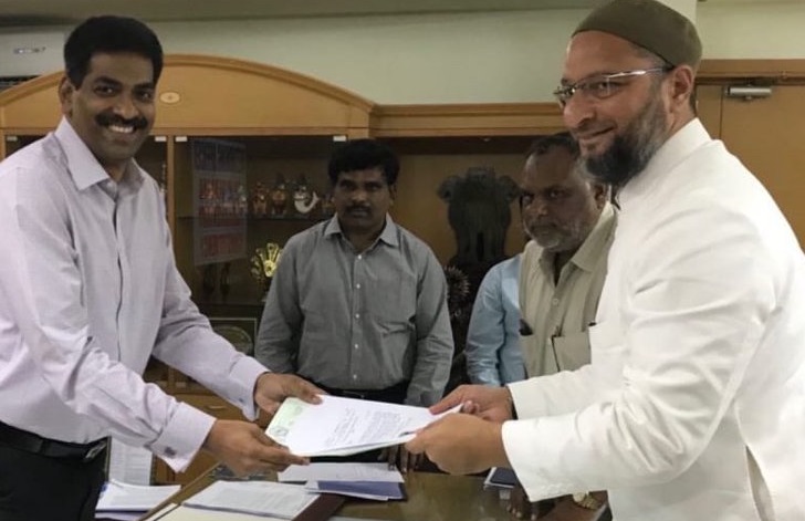 AIMIM president Asaduddin Owaisi files his nomination