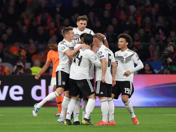 Germany celebrating their win over Netherlands in UEFA Euro Cup qualifiers