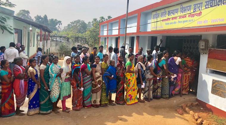 People Standing in queue to cast their vote