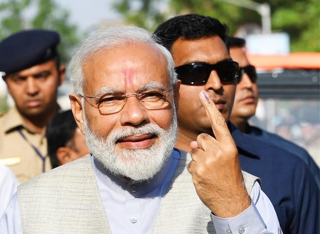 Prime Minister Narendra Modi after casting his vote