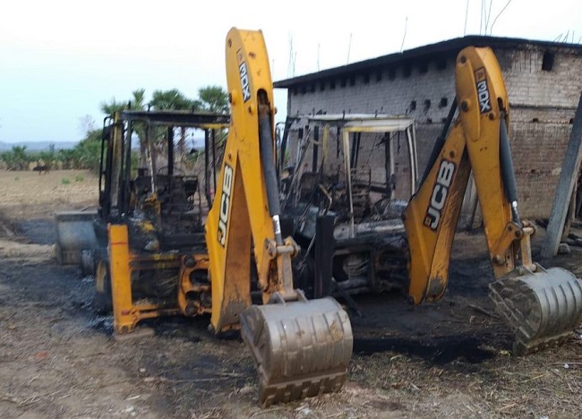 A site of road construction work in Barachatti