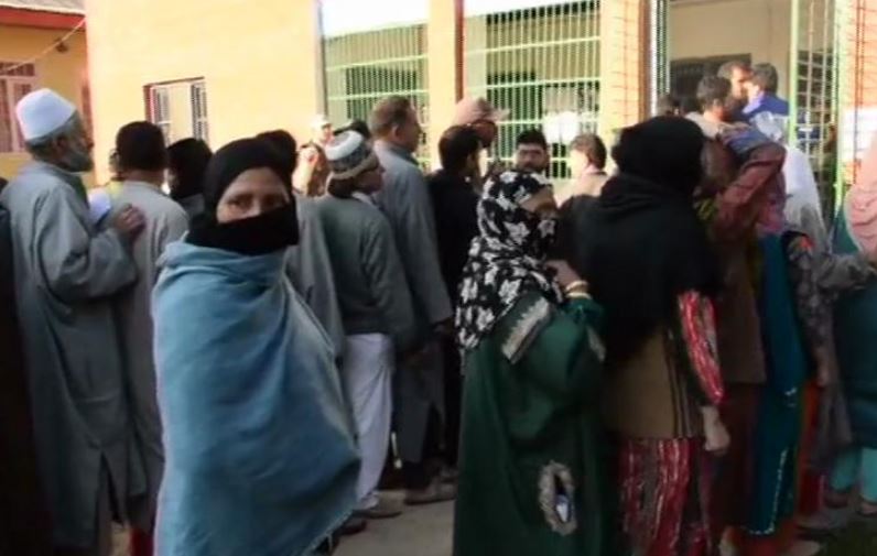 Polling booth in Khrew area of  Pulwama