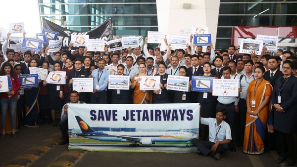 Jet Airways employees hold silent protest