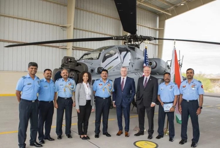 US aerospace major Boeing has handed over first of the 22 Apache Guardian attack helicopters