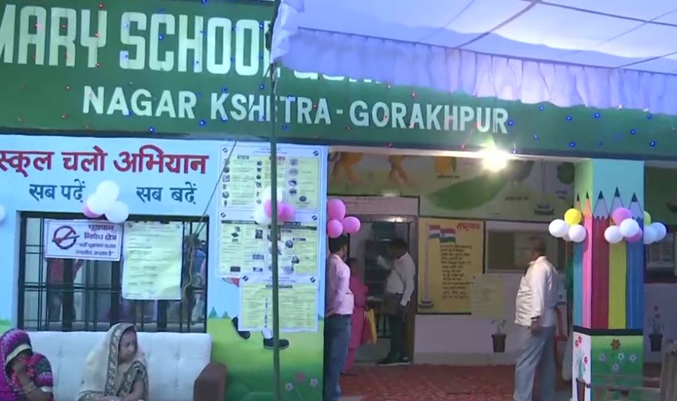 Polling booth in Gorakhpur