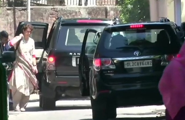 Priyanka Gandhi Vadra at  the residence of Congress President Rahul Gandhi