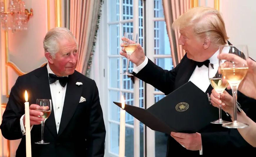 US President Donald Trump and Prince Charles at the residence of US' Ambassador to the United Kingdom