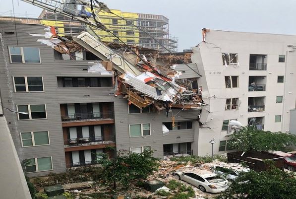 The crane which crashed onto a building in downtown Dallas