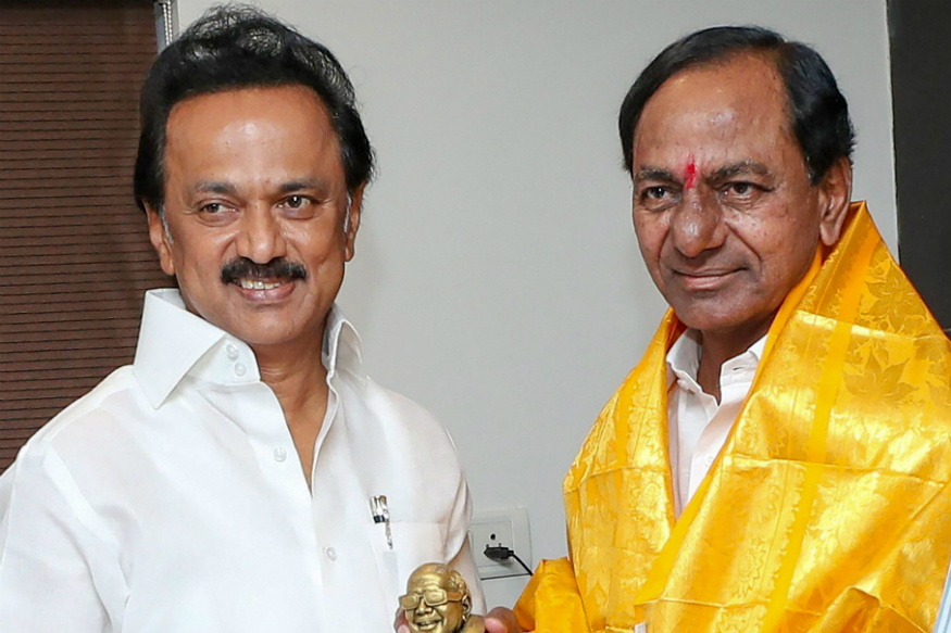 DMK president MK Stalin and TRS president K Chandrasekhar Rao