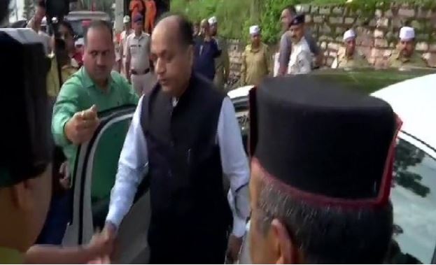 Himachal Pradesh Chief Minister Jai Ram Thakur visiting the building collapse site in Solan