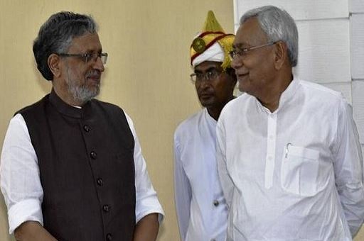 Bihar Chief Minister Nitish Kumar (right) with his deputy Sushil Kumar Modi, in Patna.