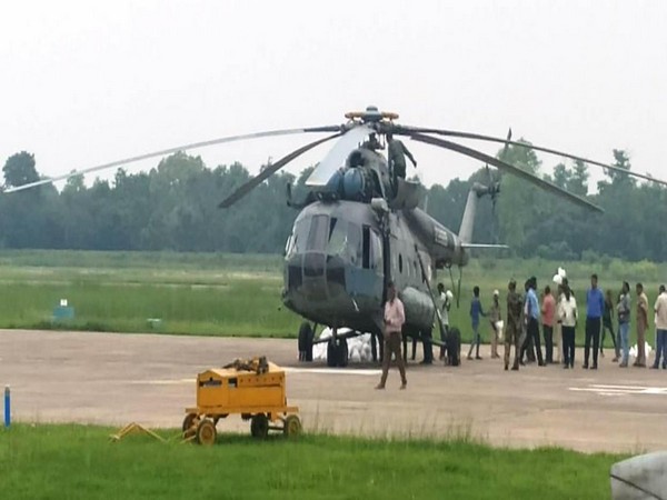 The Indian Air Force deploys two helicopters at Darbhanga to provide succour to flood-affected victims