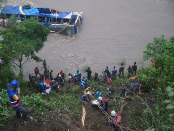 A bus plunges in Central Nepal