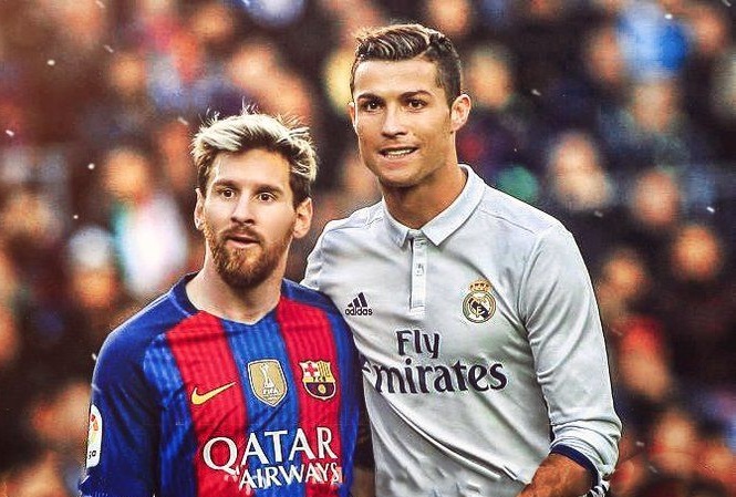 Cristiano Ronaldo with Lionel Messi