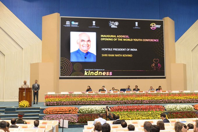 President Ram Nath Kovind addressing World Youth Conference on Kindness