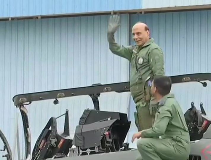 Defence Minister Rajnath Singh flies LCA Tejas fighter