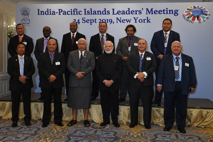 Prime Minister Narendra Modi at the India-Pacific Islands Leaders' Meeting in New York on Tuesday