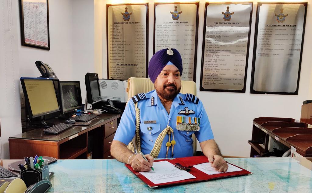 Vice Chief of the IAF, Air Marshal HS Arora at his office in New Delhi on Tuesday