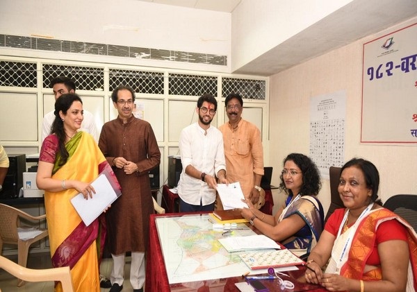 Shiv Sena leader Aaditya Thackeray filing nomination at the office of Returning Officer in Mumbai on Thursday