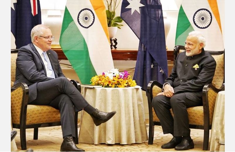 Australian Prime Minister Scott Morrison (L) met Indian Prime Minister Narendra Modi (R) (File Photo)