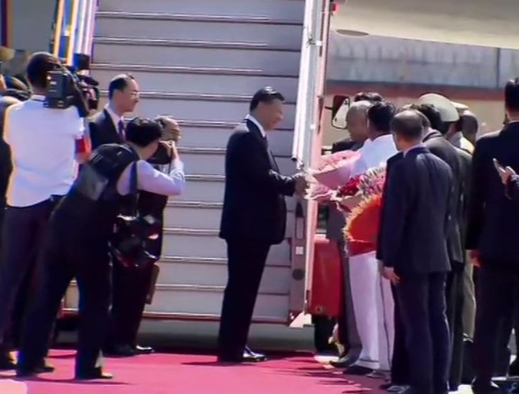 Chinese President Xi Jinping arrived at the Chennai International Airport