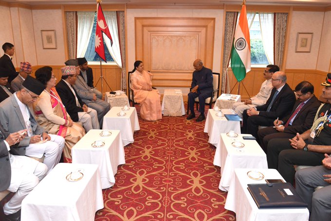 President Ram Nath Kovind and Nepal counterpart Bidya Devi Bhandari  in Tokyo