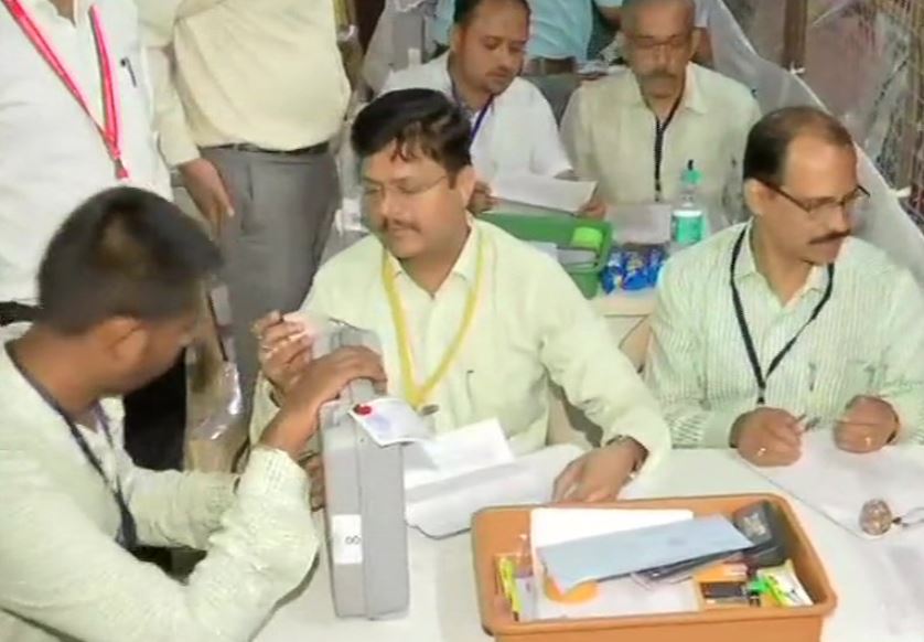 Counting of cotes underway at Colaba counting centre in Mumbai on Thursday morning