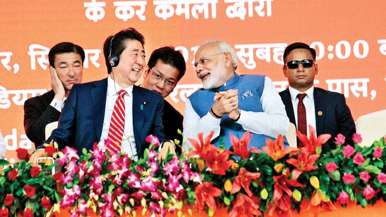 Japanese Prime Minister Shinzo Abe and Prime Minister Narendra Modi