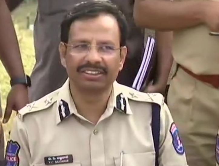 Cyberabad Police Commissioner VC Sajjanar briefing media persons about the police encounter in Hyderabad on Friday