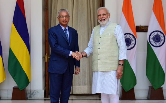 Prime Minister Narendra Modi met his Mauritian counterpart Pravind Jugnauth