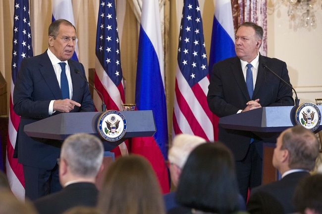 US Secretary of State Mike Pompeo along with Russian Foreign Minister Sergei Lavrov