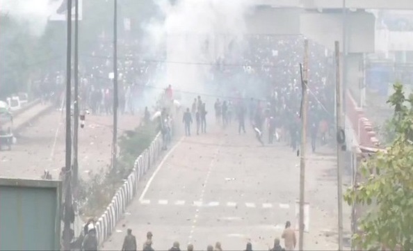 A clash broke out between police and a crowd during a protest against the new citizenship law in Delhi's Zafrabad on Tuesday