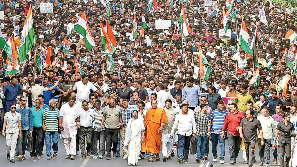 West Bengal CM Mamata Banerjee leads protest march against CAA in Kolkata