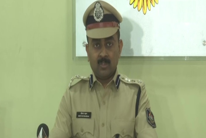 Deputy Commissioner of Police Crime Branch, Deepan Bhadran speaking at a press conference in Ahmedabad