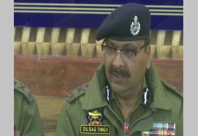 Jammu and Kashmir DGP Dilbag Singh addressing a press conference in Srinagar