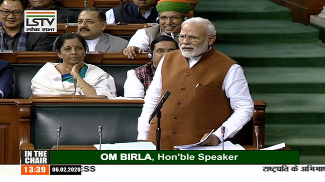 Prime Minister Narendra Modi in Lok Sabha