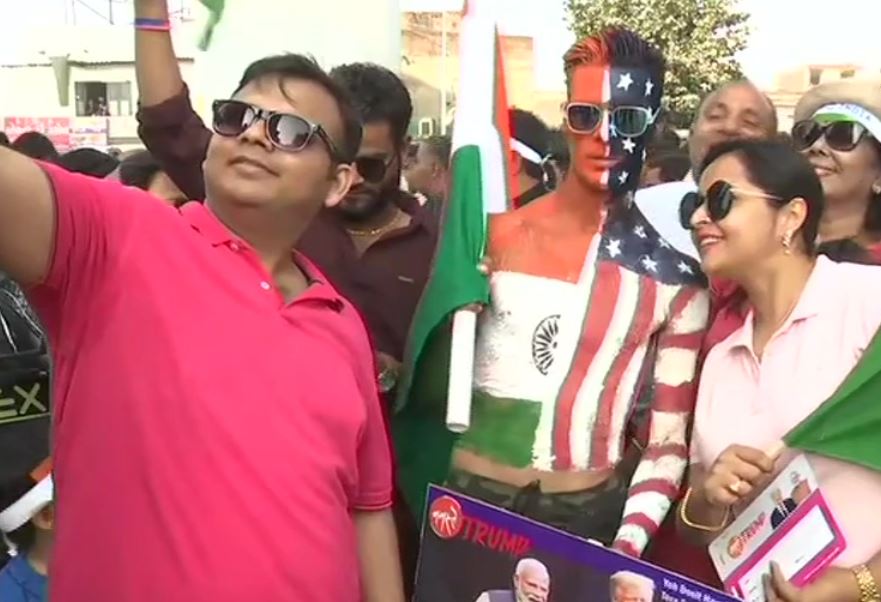 People form queues outside Motera Stadium in Ahmedabad