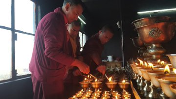 People celebrating Losar festival in Dharamashala