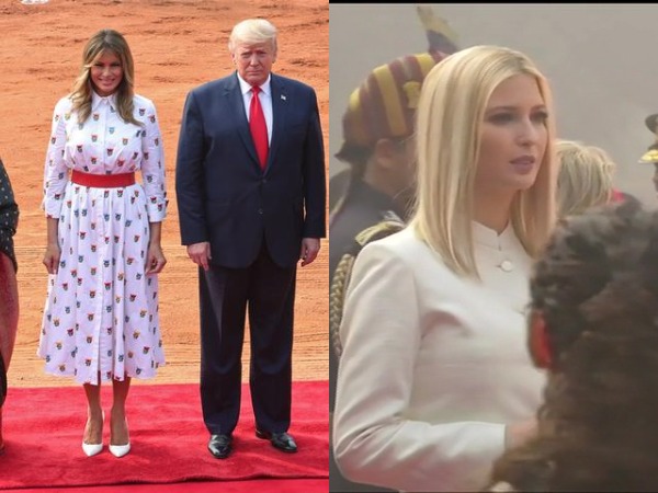 US first lady Melania Trump, President Donald Trump and Ivanka Trump at Rashtrapati Bhawan